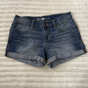 Old Navy Women’s Denim Shorts Size 0 Semi Fitted Blue Cuffed Low Mid Rise Cotton